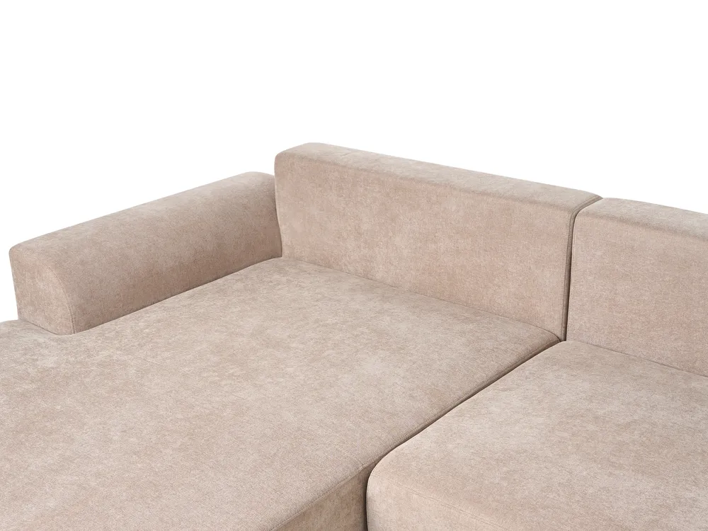Hörnbäddsoffa 3-sits NUBORG Chenille Ljusbrun Vänstervänd_1017635