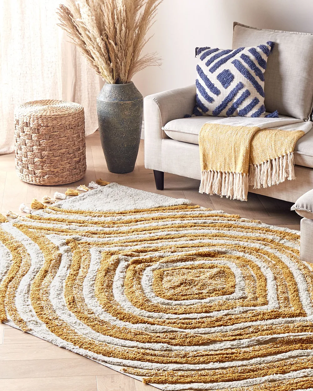 Rug BINGOL Yellow 160 x 230 cm Cotton