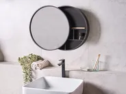 Bathroom Wall Mounted Mirror Cabinet UCAYALI 50 cm 50 cm Black_1014090