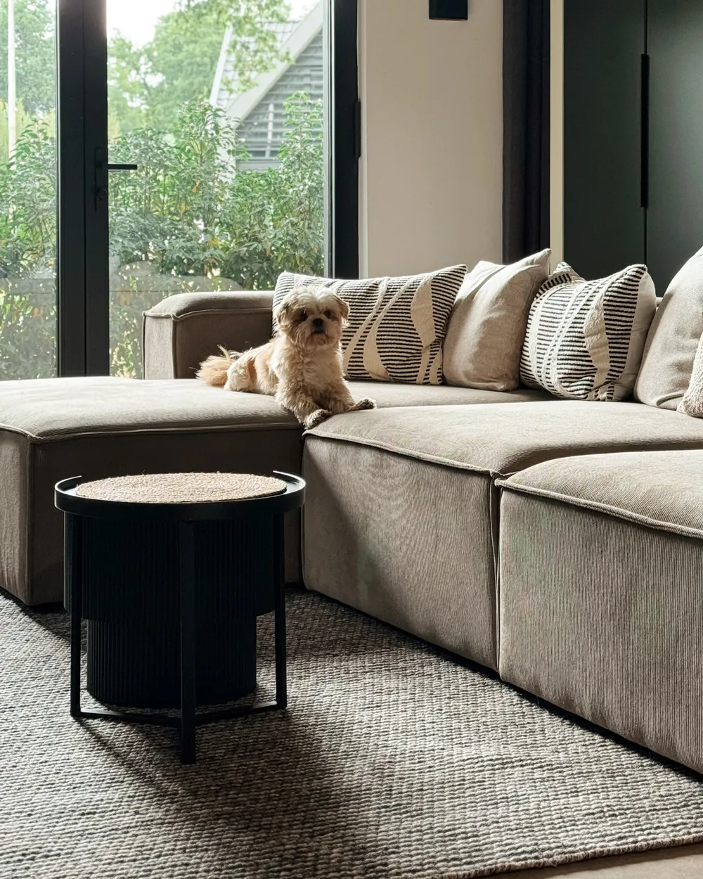 Modular Corner Sofa 4 Seater ARDAL Corduroy Light Brown Right Hand_1018085