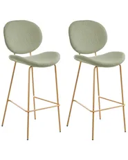 Set of 2 Bar Chairs LUANA Boucle Light Green_1026957