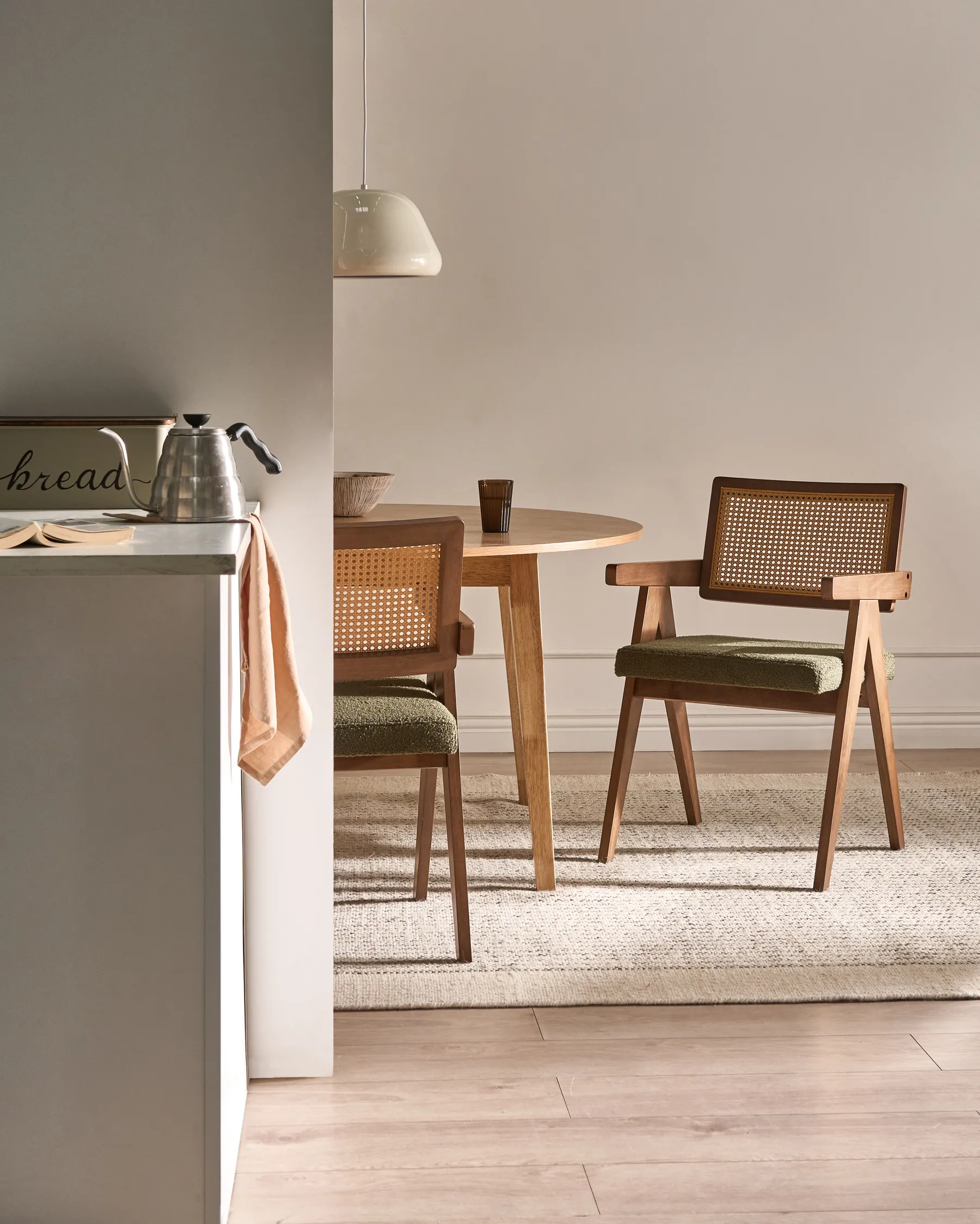 Set of 2 Dining Chairs AVA Wood Brown/ Green_1024304