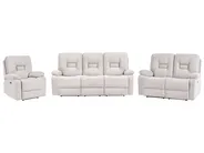 Soffgrupp med elektrisk reclinerfunktion 6-sits BERGEN med USB-port Sammet Ljusbeige_1064814