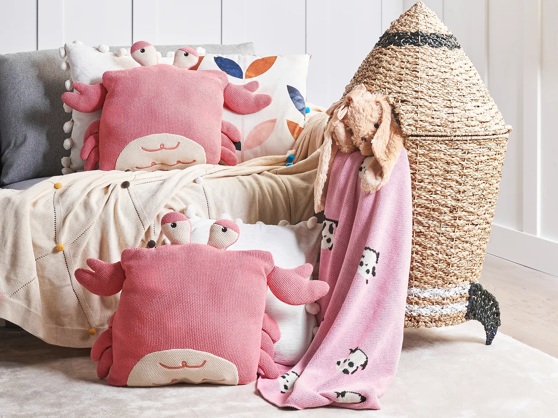 Set of 2 Decorative Cushions JARGALLI 35 x 35 cm Cotton Crab Pink_941458