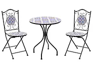 Bistro Set SIPONTO Metal White/ Blue_1155709