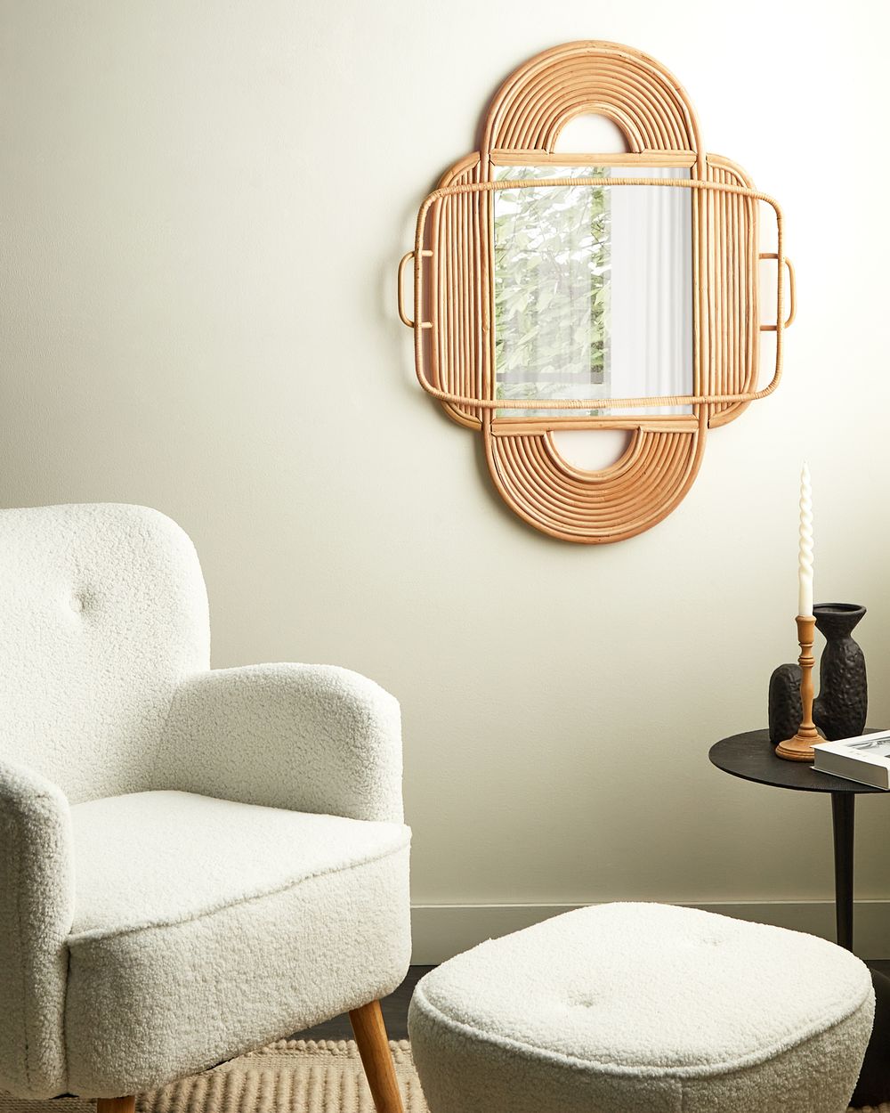 Wall Mirror ALCORN 70 cm 90 cm Rattan Natural