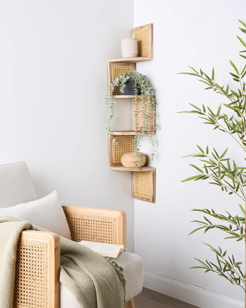 4 Tier Shelving Unit ALDER 101 cm Paulownia Wood Light Brown