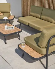 Garden Lounge Set with Table 4 Seater MINOZZO Certified Acacia Wood Olive Green_1049880