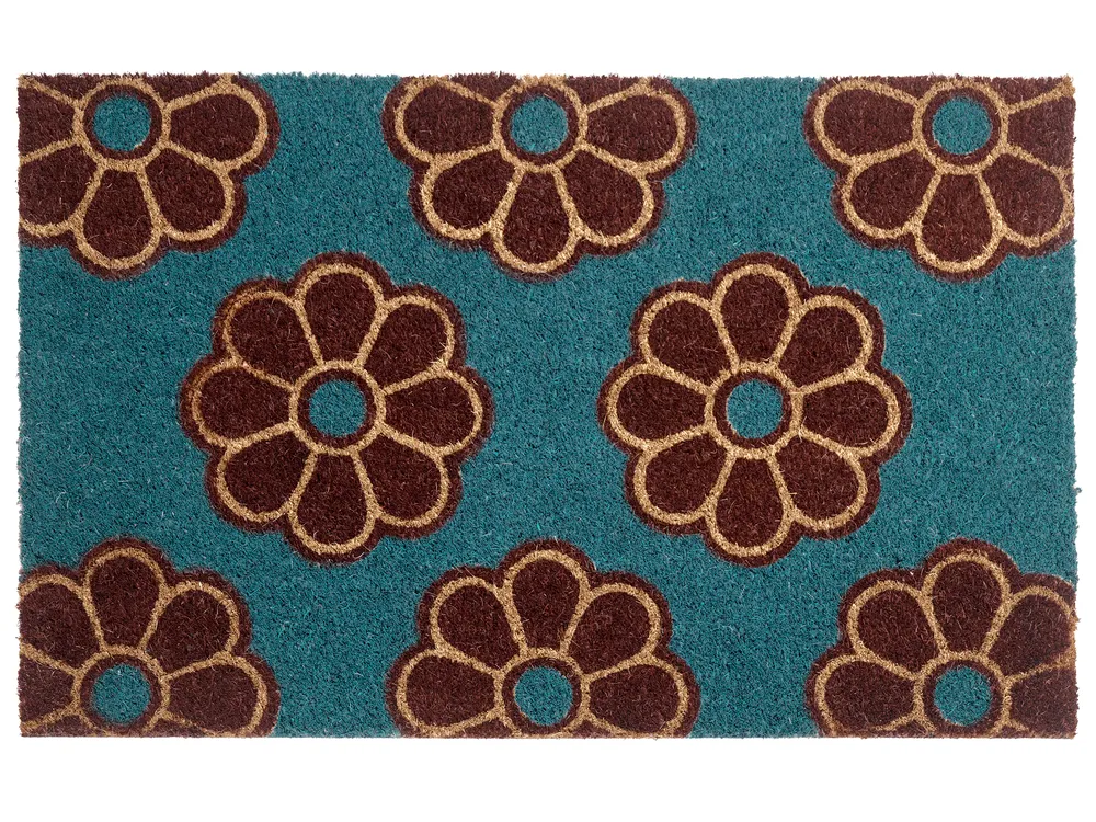 Doormat KULIK Blue 50 x 80 cm Flower Coir