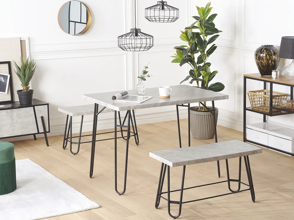 Dining Set KEMPTON Light Grey 4 Seater