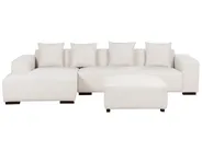 Corner Sofa 4 Seater LUNGO with Ottoman Corduroy Off-White Right Hand_898422