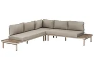 Trädgårdshörnsoffa med bord 5-sits FIVIZZANO Akaciaträ Beige_1159261