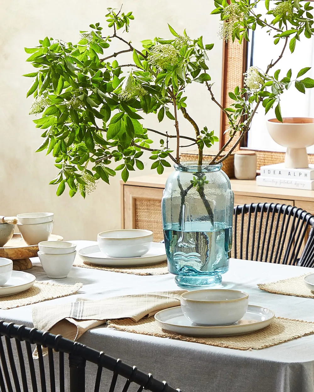 Decorative Vase SAMBAR 31 cm Glass Blue