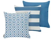 Set of 3 Outdoor Cushions DEUTZIA Geometric Pattern 45 x 45 cm Light Blue_1135506