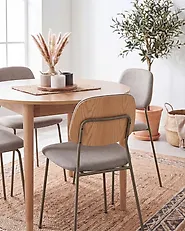 Set of 4 Dining Chairs RILEY Fabric Taupe_1173736