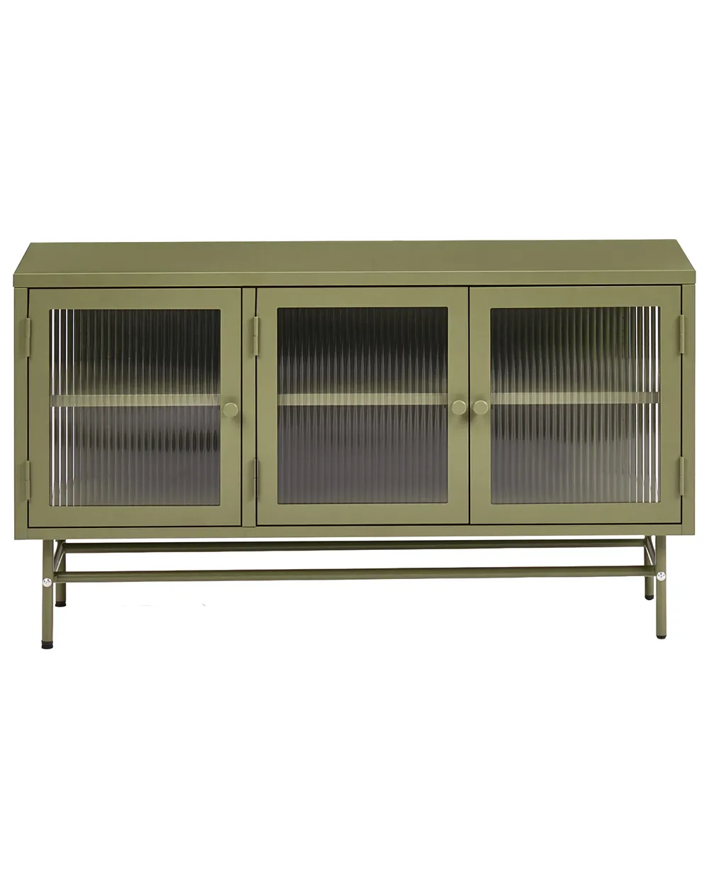 Glass Display Sideboard DEVON 115 cm Metal Green_1113194