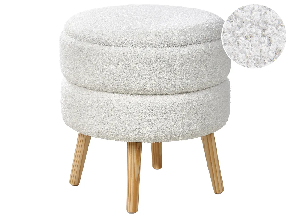 Storage Stool OKATON Boucle White
