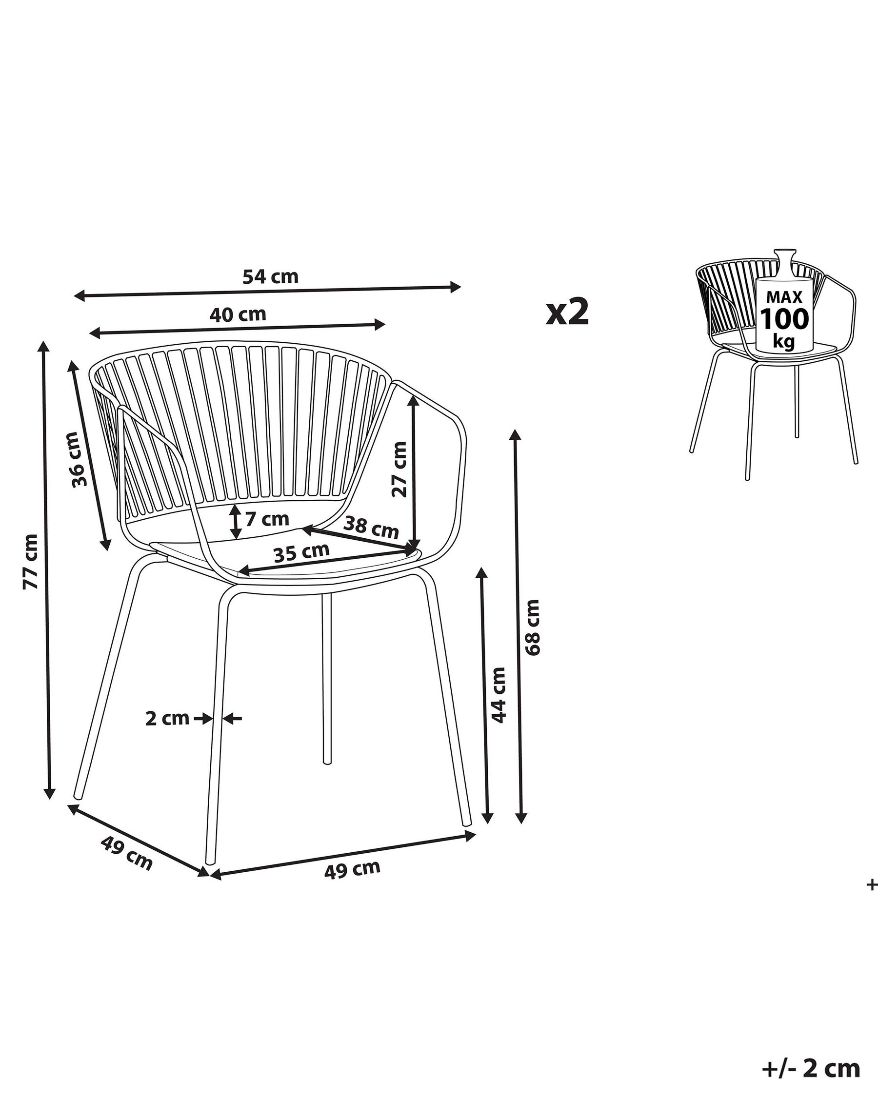 Set of 2 Dining Chairs RIGBY Metal Beige_907872