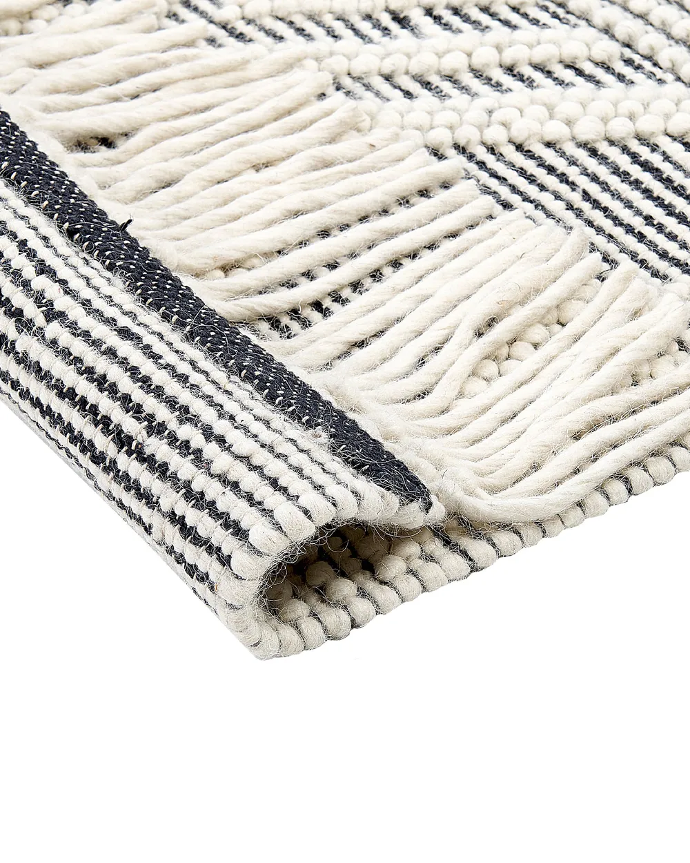 Rug PAZAR Black/ White 160 x 230 cm Wool_855572
