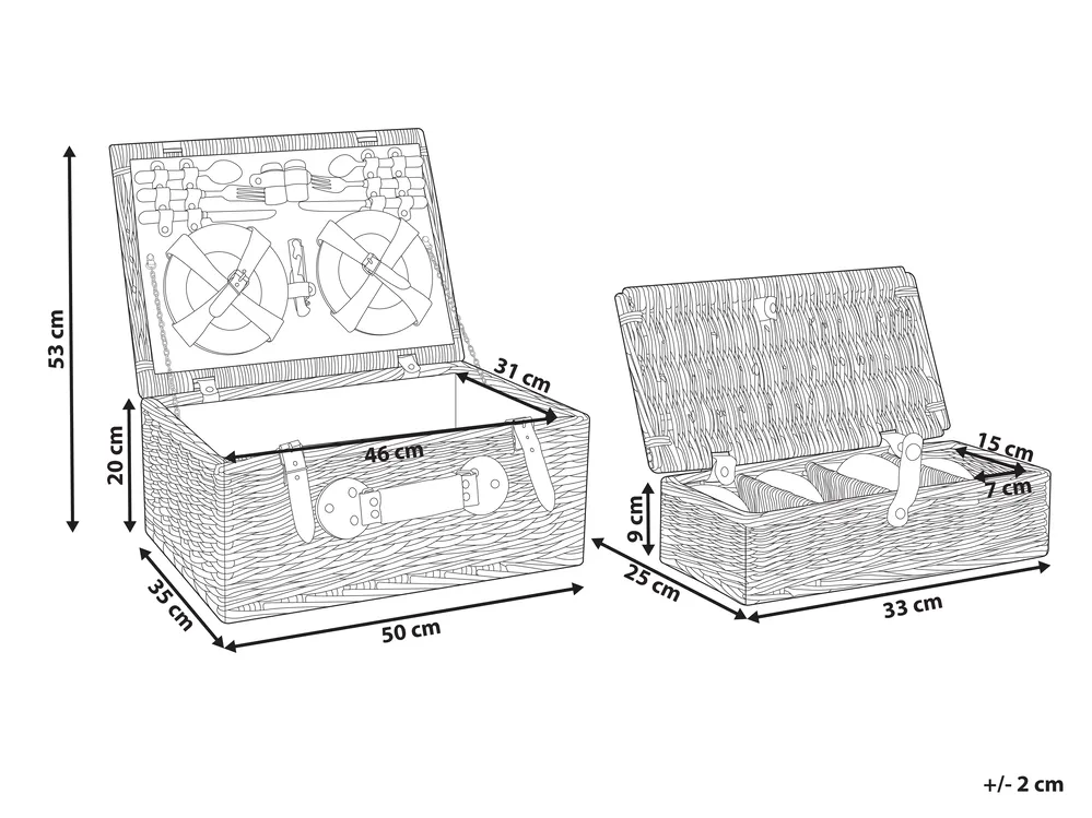 Picnic Basket PRUNEAU Wicker Brown_964449