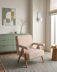 Armchair EVJE Faux Linen Beige_1061357