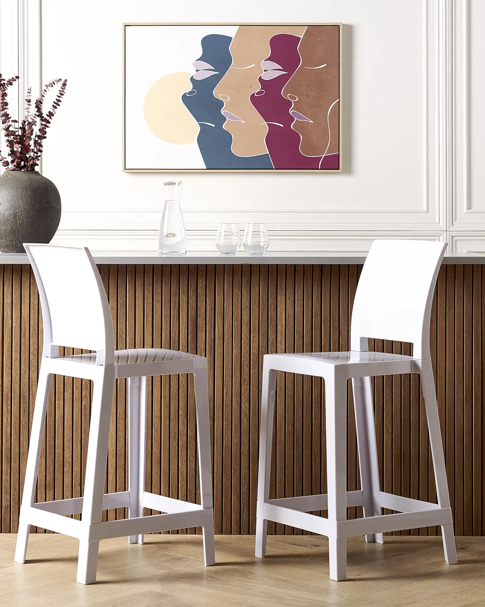 Set of 2 Bar Chairs WELLINGTON White