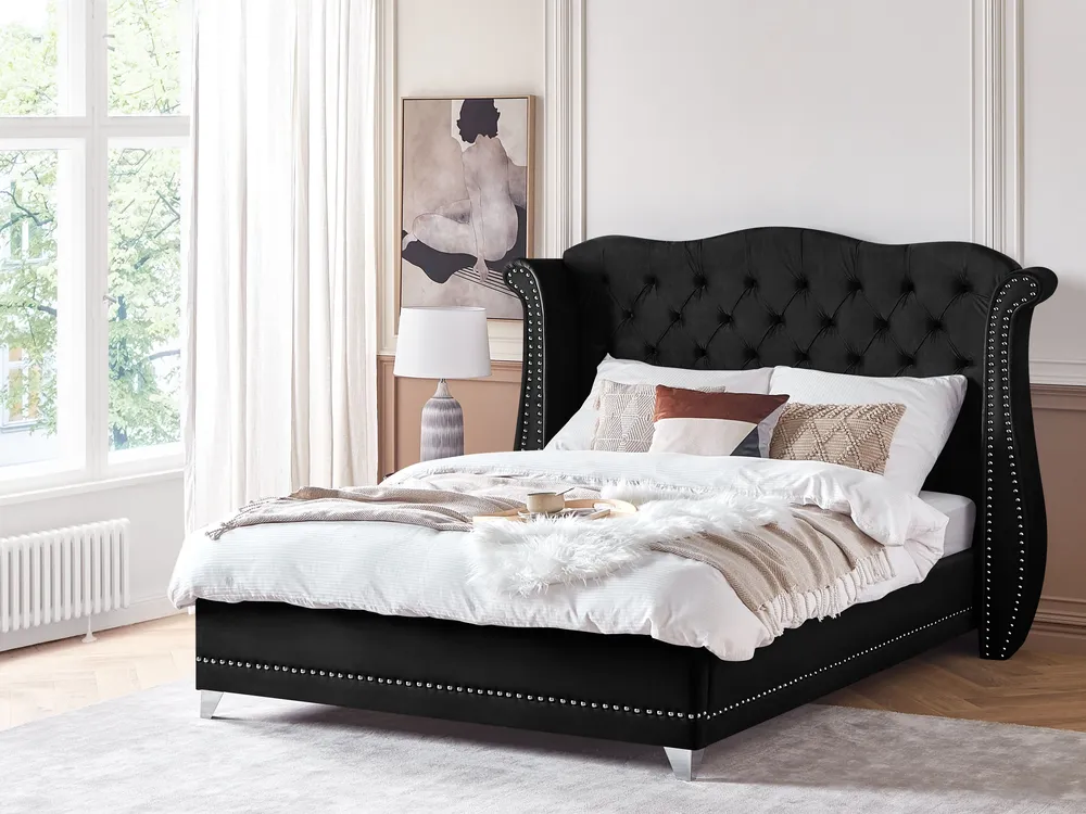 Bed Velvet AYETTE 180 x 200 cm (EU Super King) Black_1116981