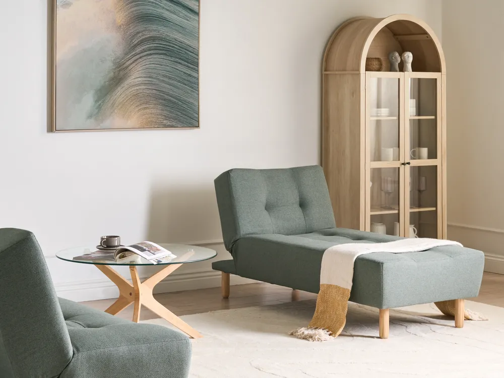 Chaise Longue ALSTEN Fabric Green