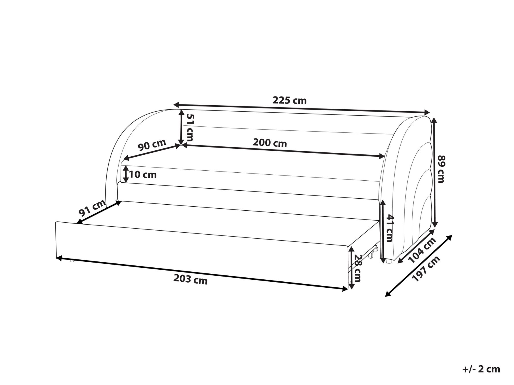 Trundle Bed Boucle ALBIAC 90 x 200 cm (EU Single) White_1021963