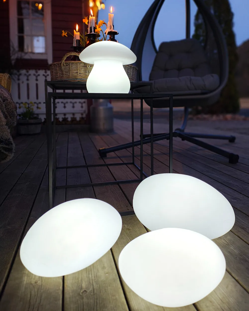 Set med 3 LED-dekorationslampor för utomhusbruk FARALLON med fjärrkontroll Vit_982930