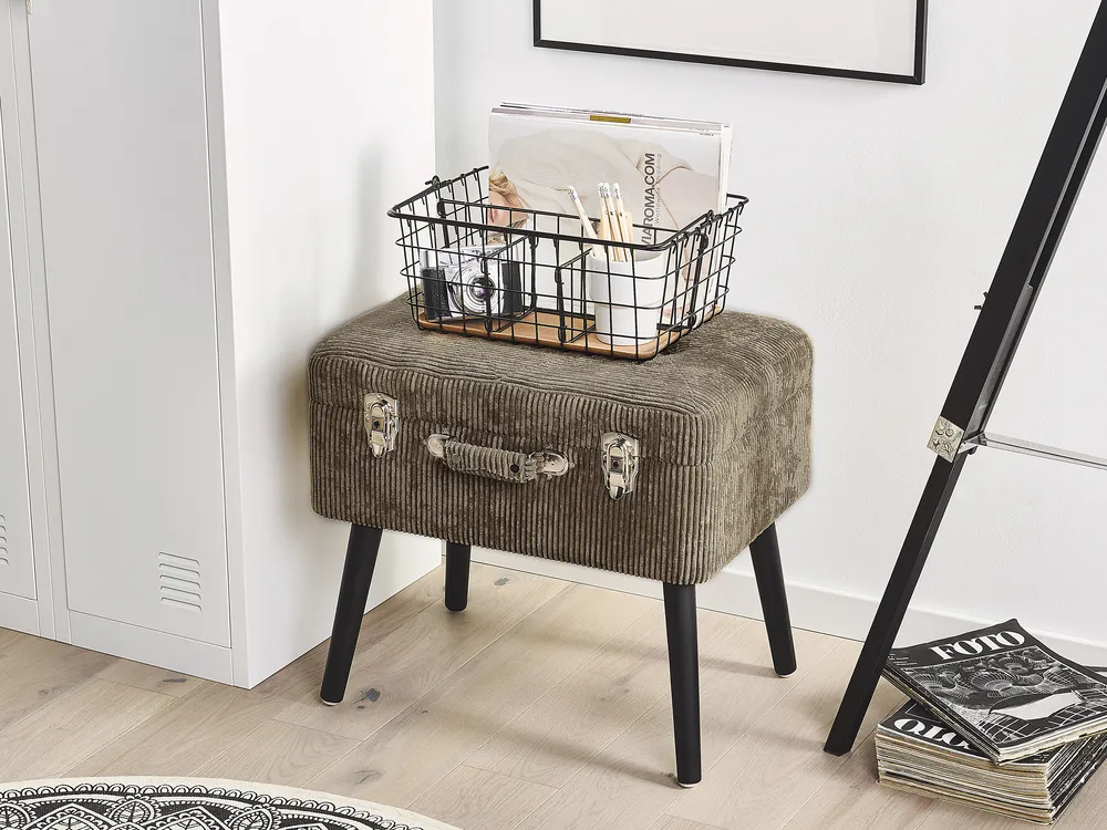 Storage Stool MALLARD Corduroy Light Brown