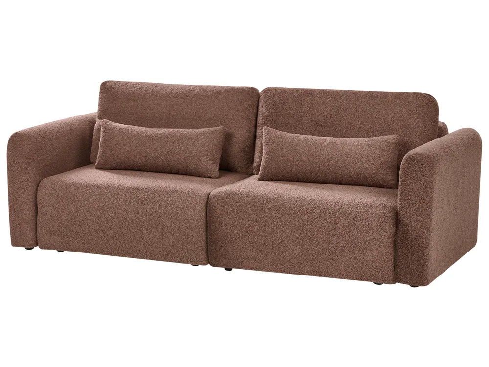 Bäddsoffa 3-sits VAXHOLM med förvaring Bouclé Brun_1026755