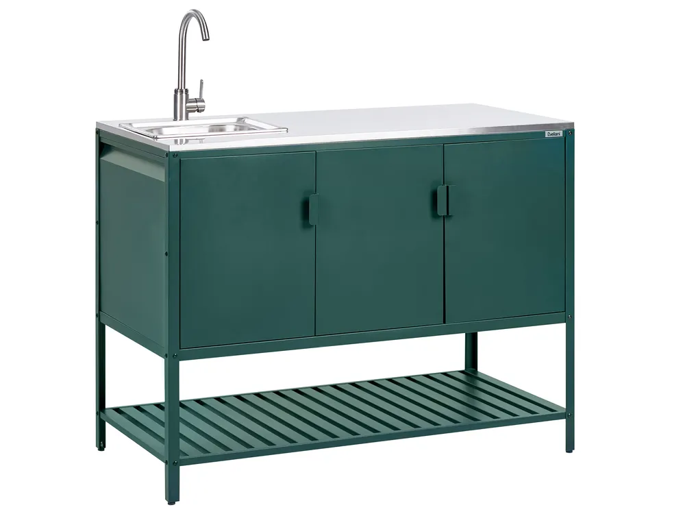 Outdoor Kitchen Cabinet with Sink MAENZA Green Metal