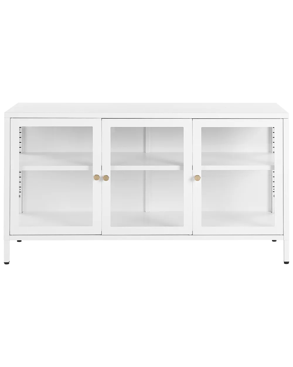 Glass Display Sideboard NEWPORT 115 cm Metal White_830341