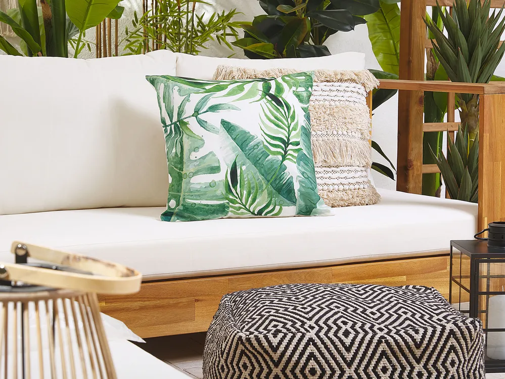 Set of 2 Outdoor Cushions PAVELLI Plant Pattern 45 x 45 cm Green