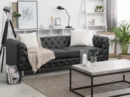 Soffa 3-sits VISSLAND Konstläder Svart_741116