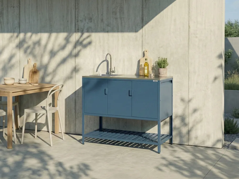 2 Piece Outdoor Kitchen Set with Sink MAENZA Blue Metal_1044868