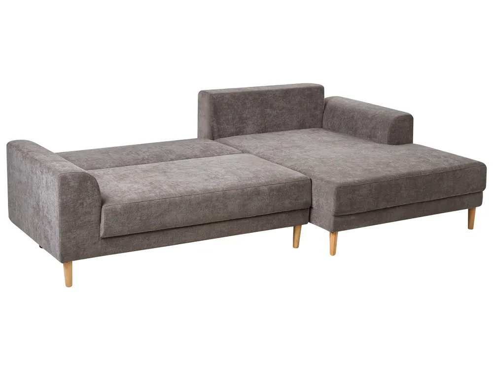 Corner Sofa Bed 3 Seater NUBORG with Storage Chenille Taupe Left Hand_1017467