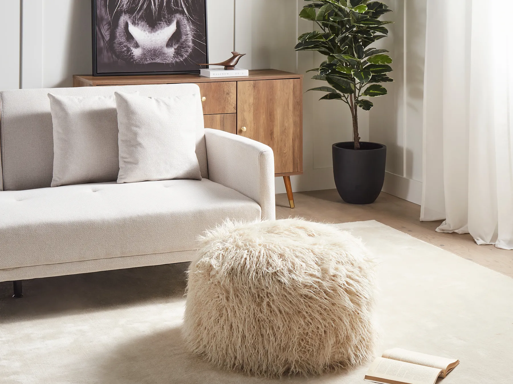 Pouffe TUKKI Faux Fur Light Beige_938900