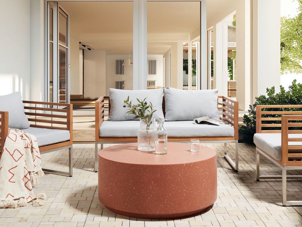 Sohvapöytä TREZZO 90 cm 90 cm Terrazzo-kuvio Punainen