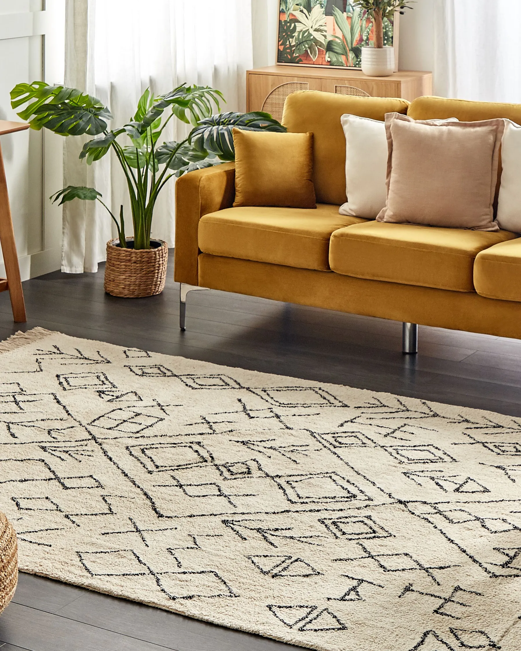 Rug SOMEK Beige 160 x 230 cm Cotton_839833