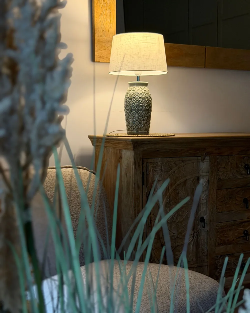 Bordslampa KHOPER Keramik Grå_1163749