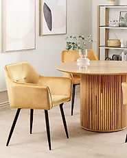 Set med 2 matstolar JASMIN Sammet Senapsgul_1182514