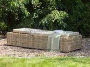 Sun Lounger with Cushion PALESE Reclining Rattan Natural_928112