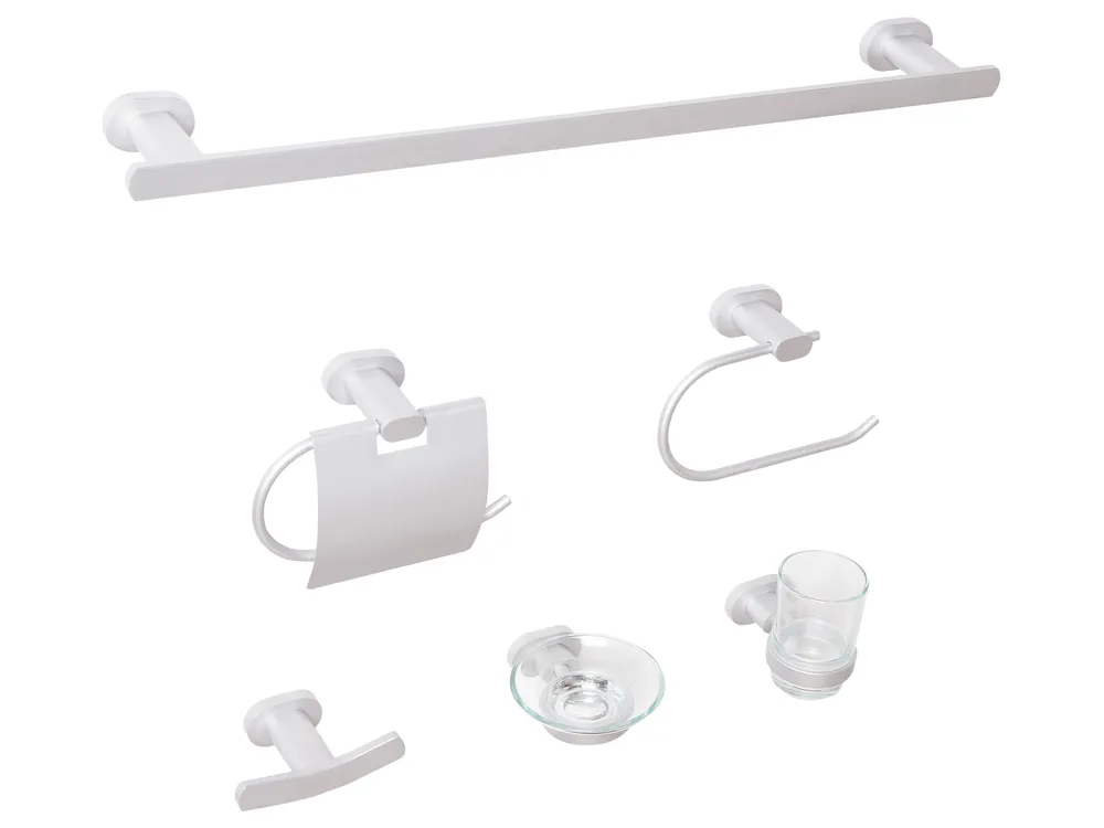 6-Piece Bathroom Hardware Set TOCOPILLA with Towel Bars and Hooks Silver