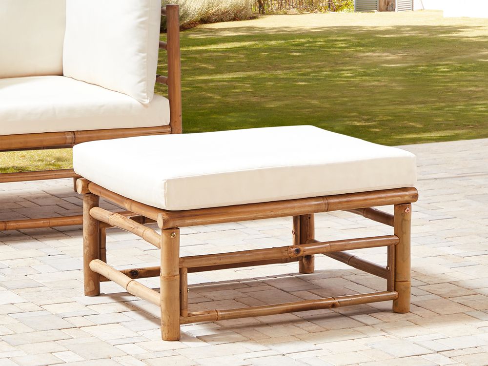 Garden Ottoman CERRETO Bamboo Off-White