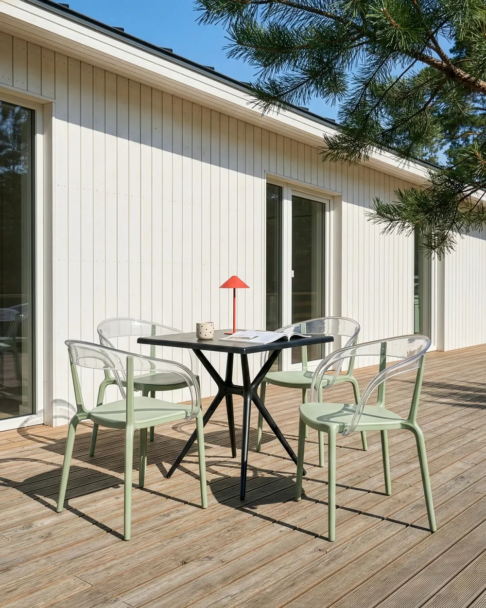 Set med 4 trädgårdsstolar MALEVIZI Stapelbar Ljusgrön_1043503