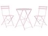 Bistro Set Folding FIORI Metal Pastel Pink