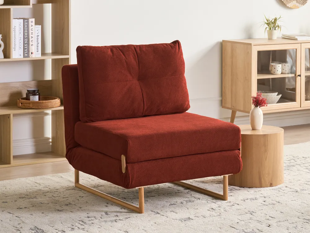 Single Sofa Bed JERSLEV Fabric Red