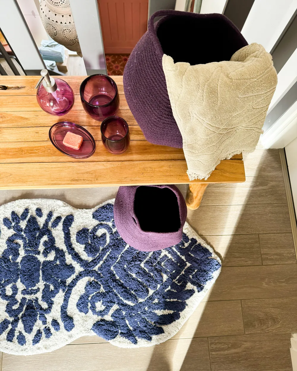 Kylpyhuonematto CANBAR Laivastonsininen 150 x 60 cm Puuvilla_982592